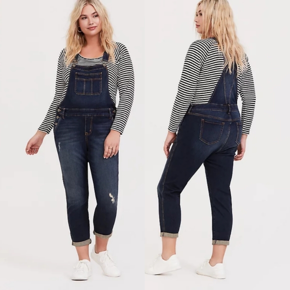 torrid Denim - Torrid Crop Overall - Vintage Stretch Dark Wash 20